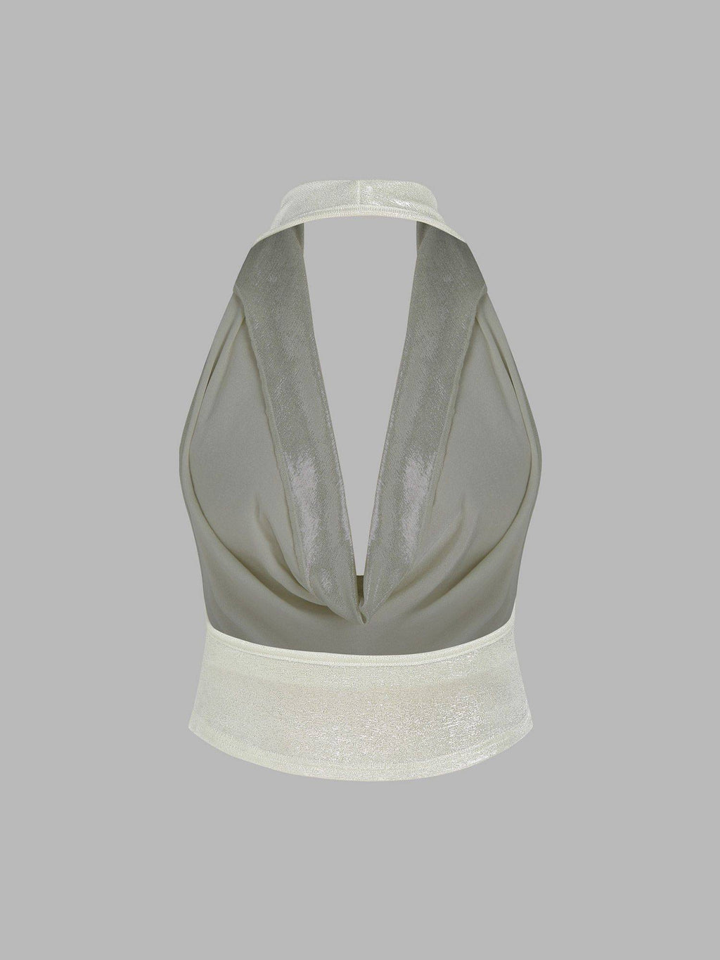 Cowl Neck Backless Crop Top with Solid Tube Top | TT90 - view 8