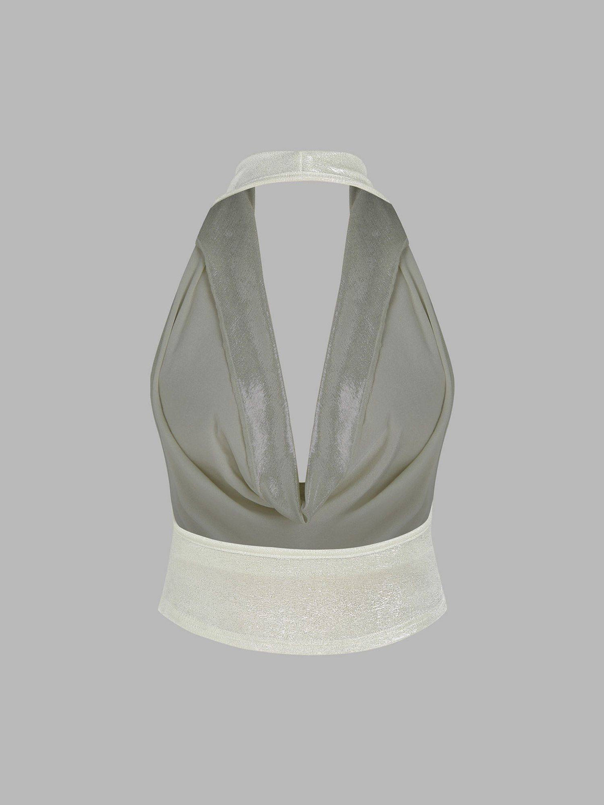 Cowl Neck Backless Crop Top with Solid Tube Top | TT90 - view 8
