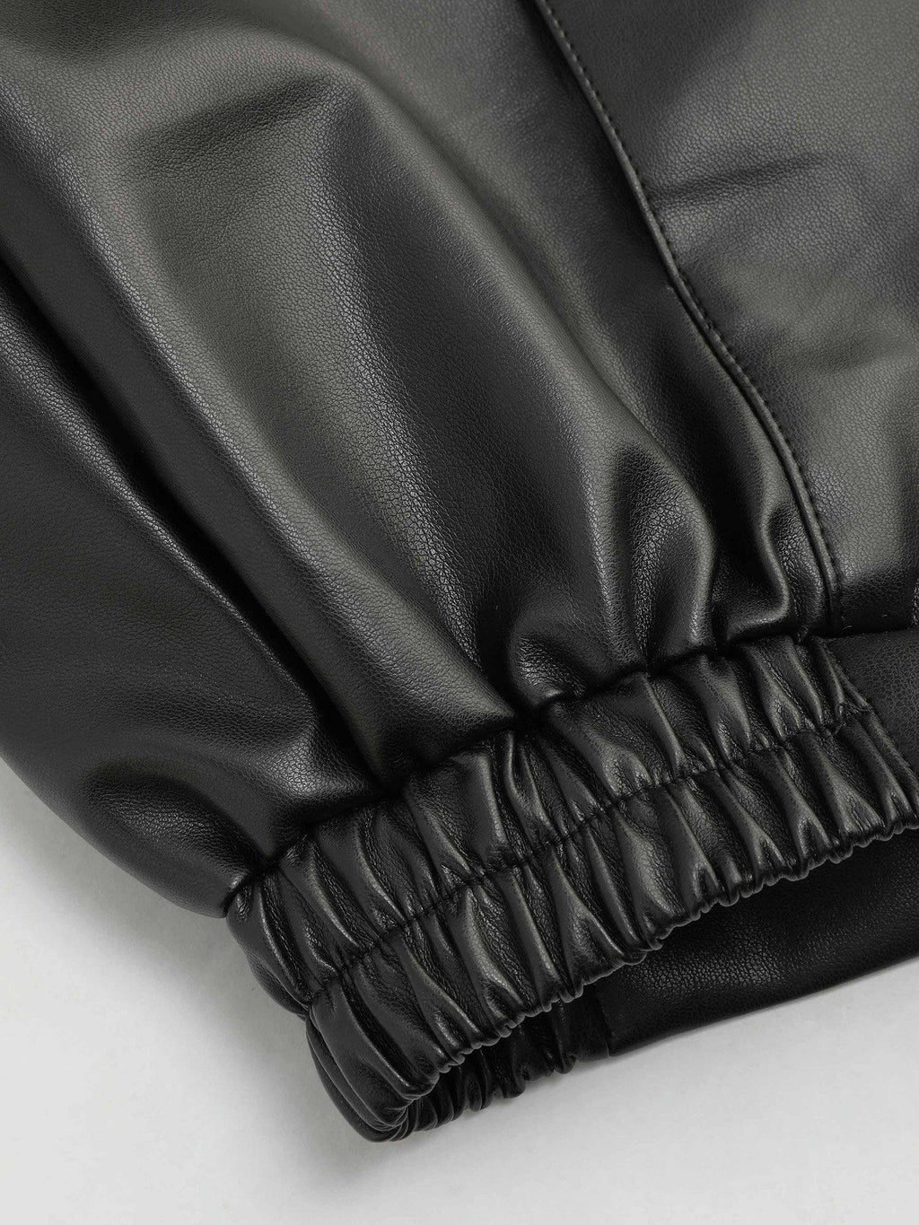 Faux Leather Polo Solid Zipper Biker Jacket | JC78 - view 4