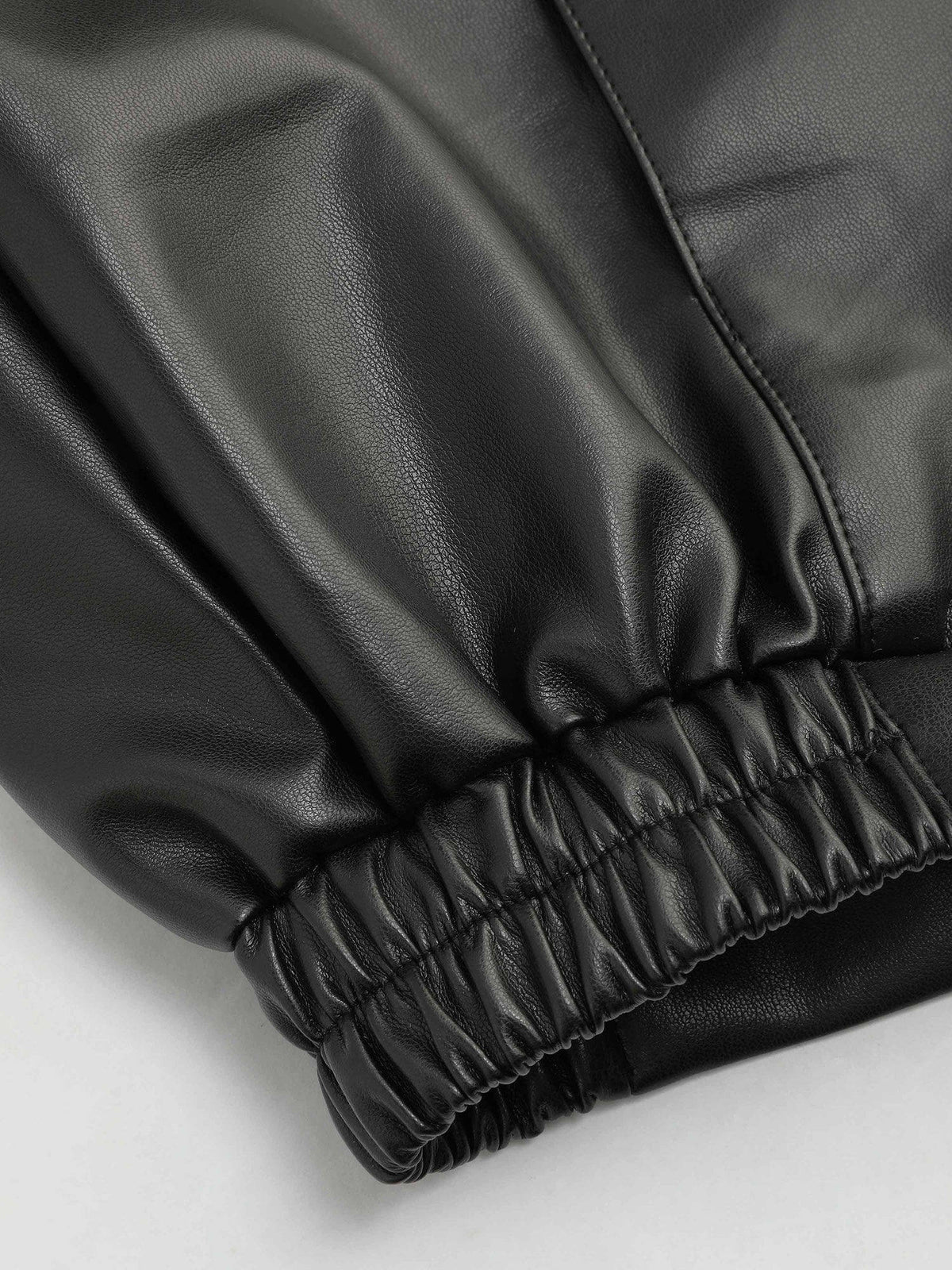 Faux Leather Polo Solid Zipper Biker Jacket | JC78 - view 4