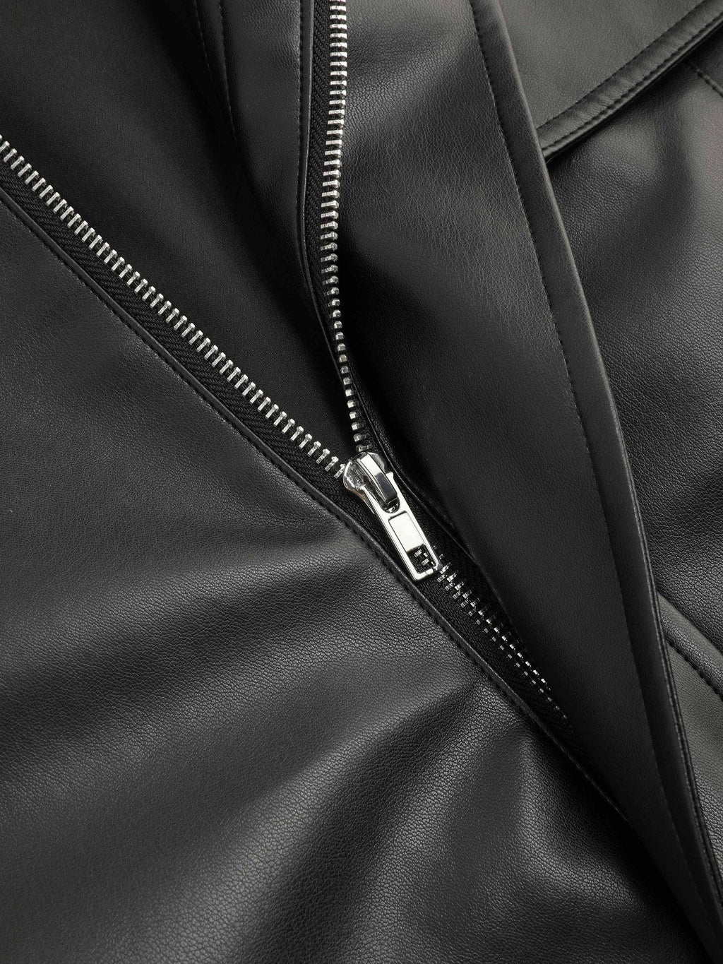Faux Leather Polo Solid Zipper Biker Jacket | JC78 - view 6