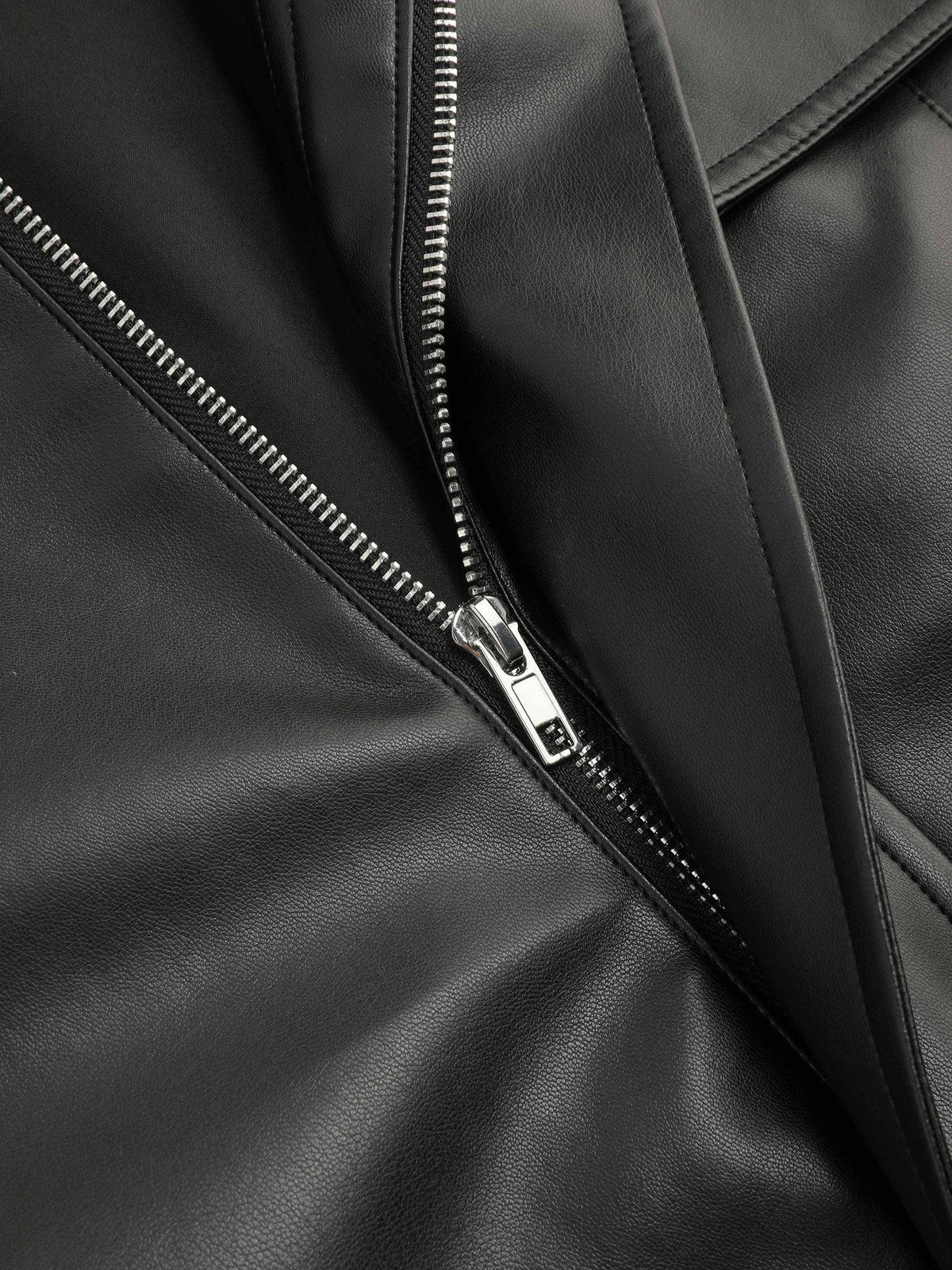 Faux Leather Polo Solid Zipper Biker Jacket | JC78 - view 6