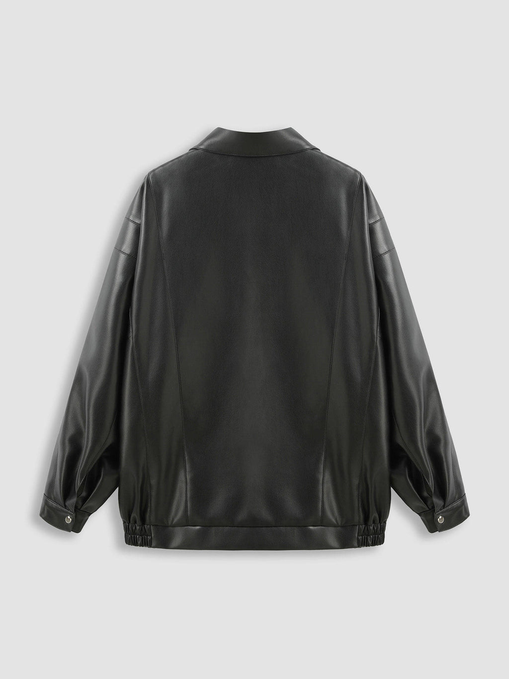 Faux Leather Polo Solid Zipper Biker Jacket | JC78 - view 7