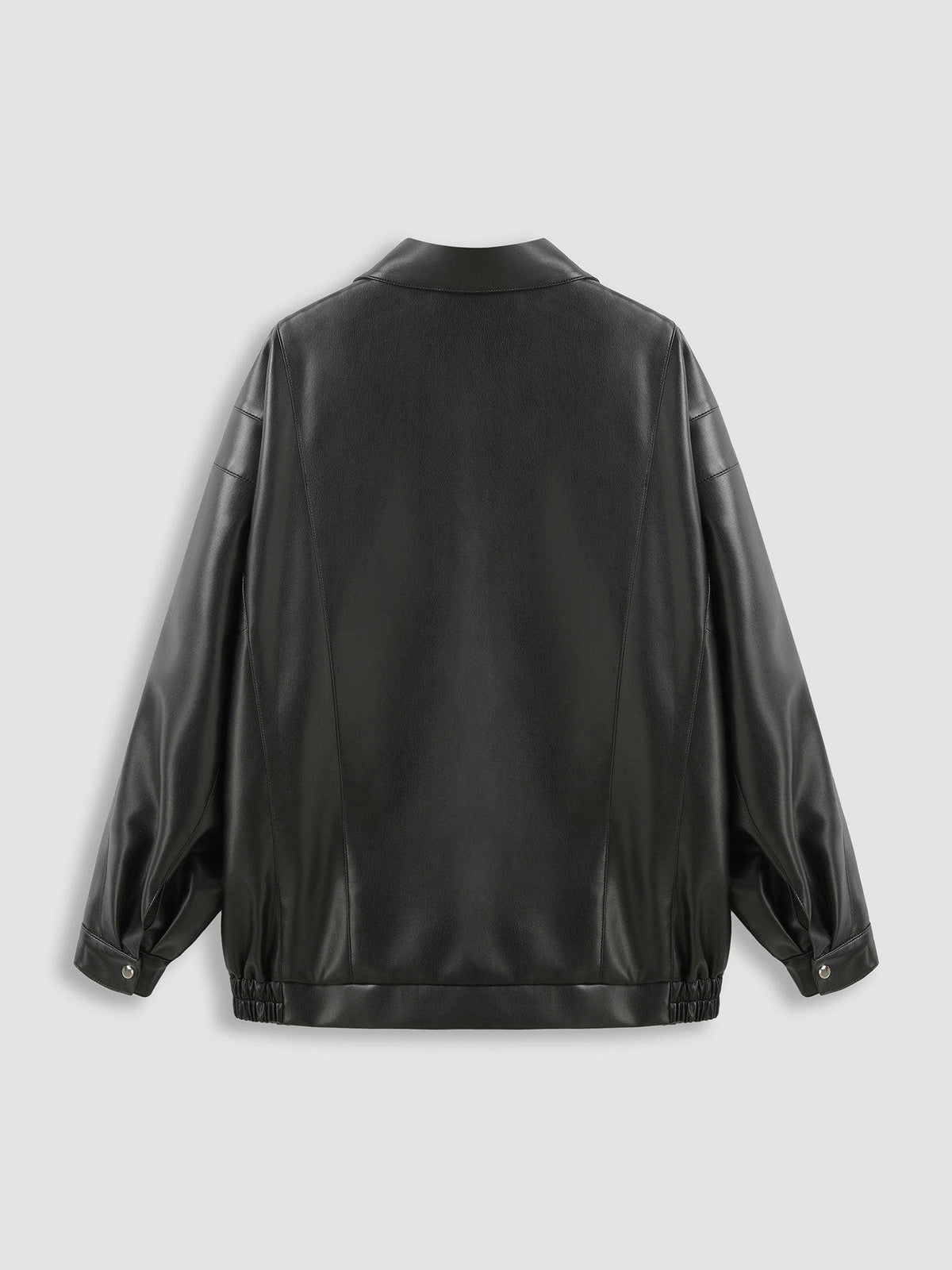 Faux Leather Polo Solid Zipper Biker Jacket | JC78 - view 7