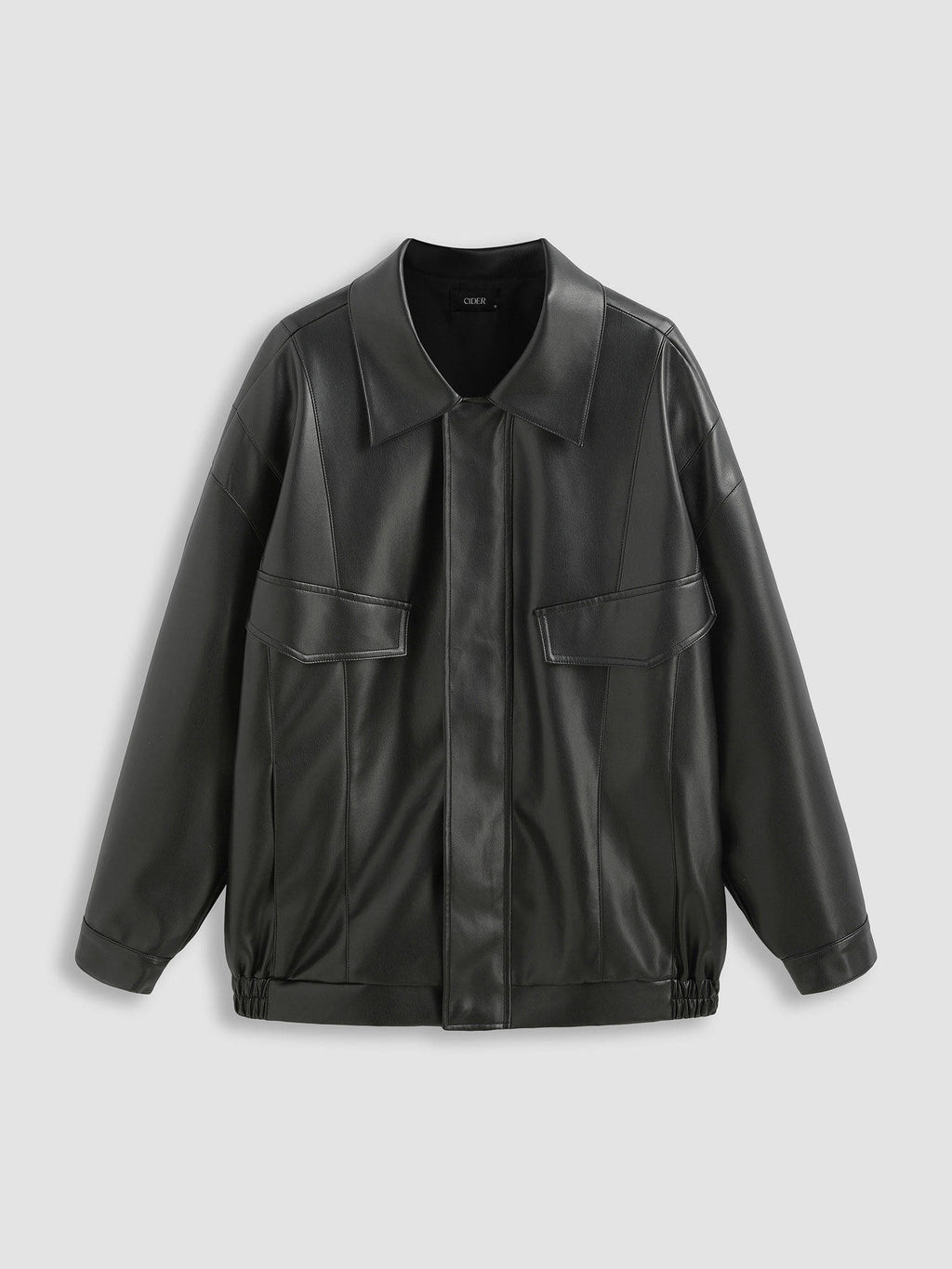 Faux Leather Polo Solid Zipper Biker Jacket | JC78 - view 8