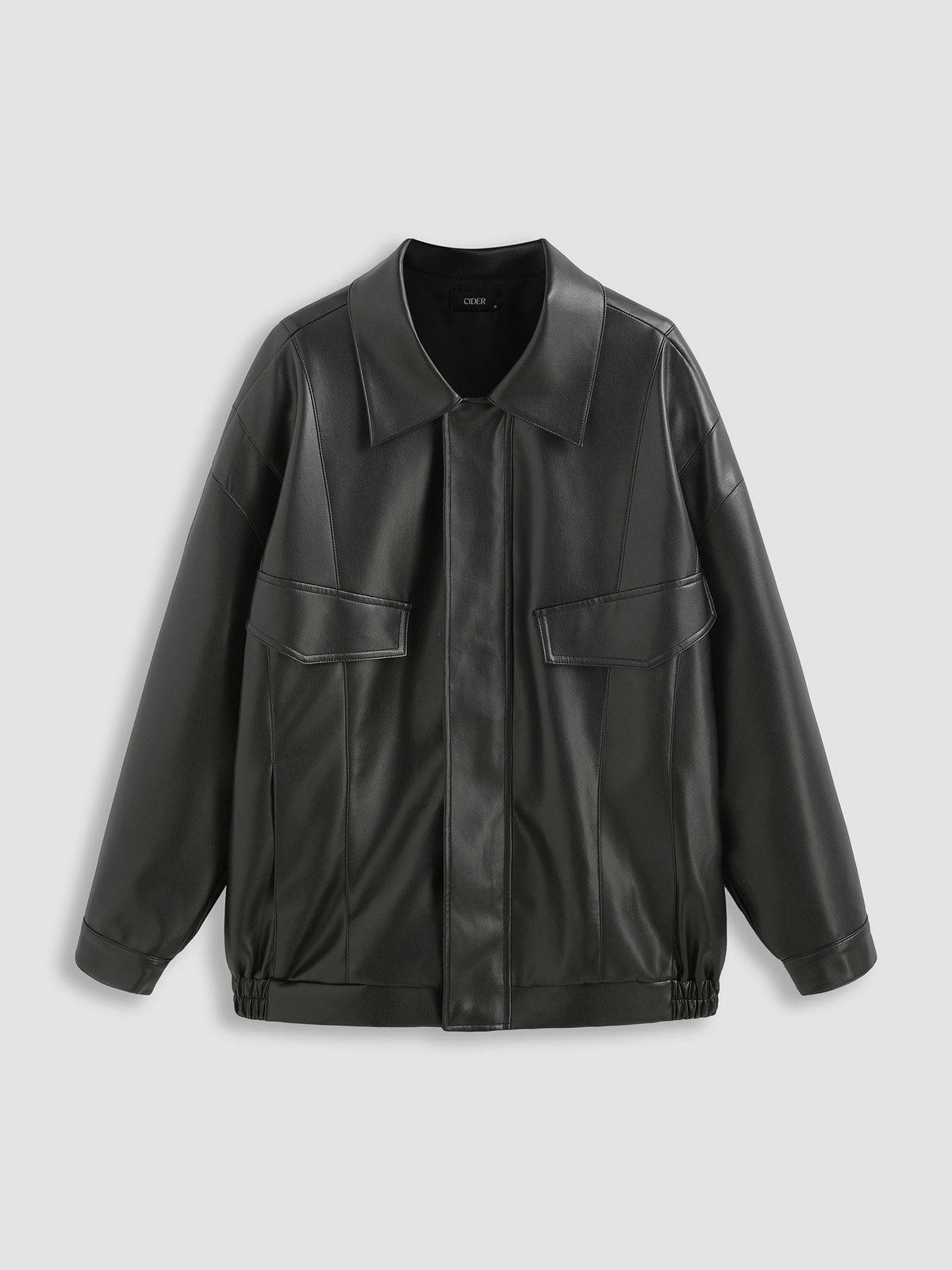 Faux Leather Polo Solid Zipper Biker Jacket | JC78 - view 8