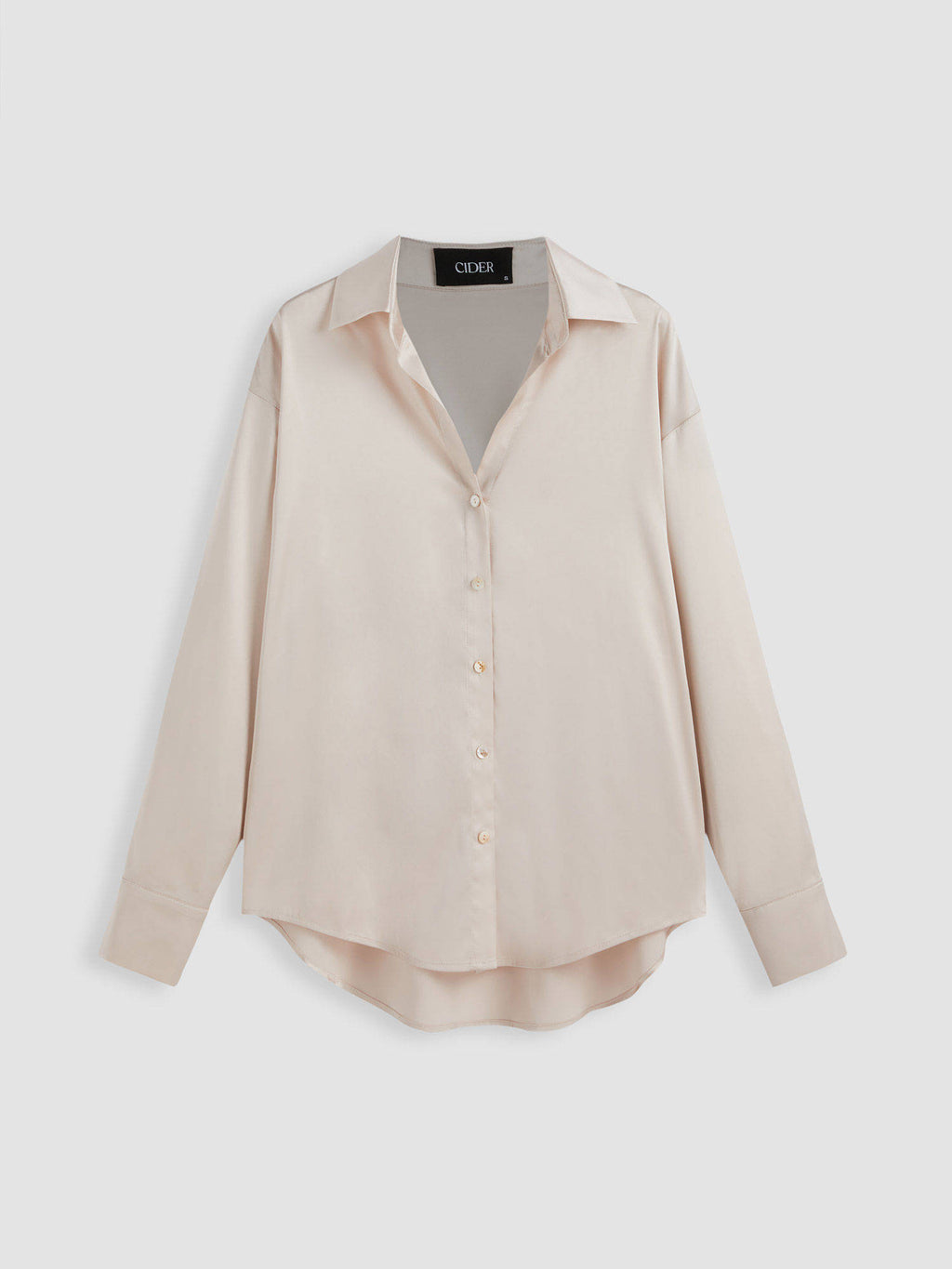 Satin Collar Solid Button Long Sleeve Blouse Top | S67 - view 2