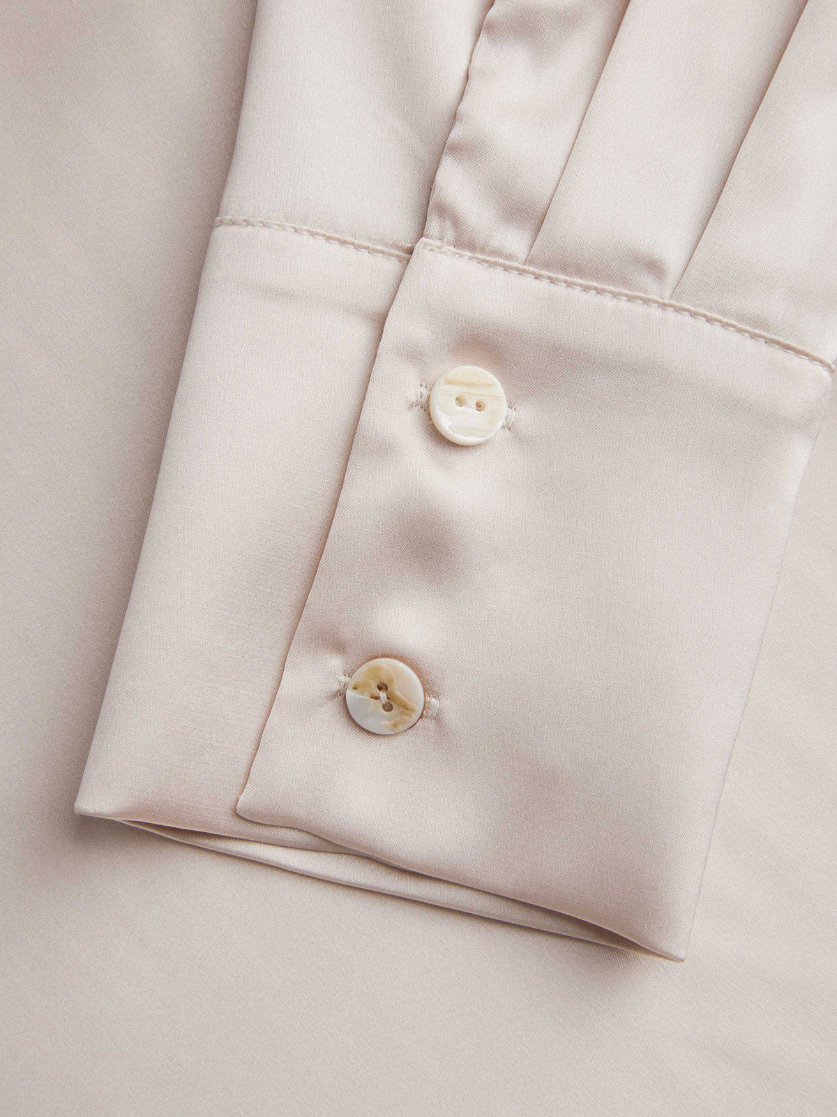 Satin Collar Solid Button Long Sleeve Blouse Top | S67 - view 5