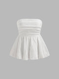 Floral Shirred Ruffle Hem Tube Top | TT90 - view 1