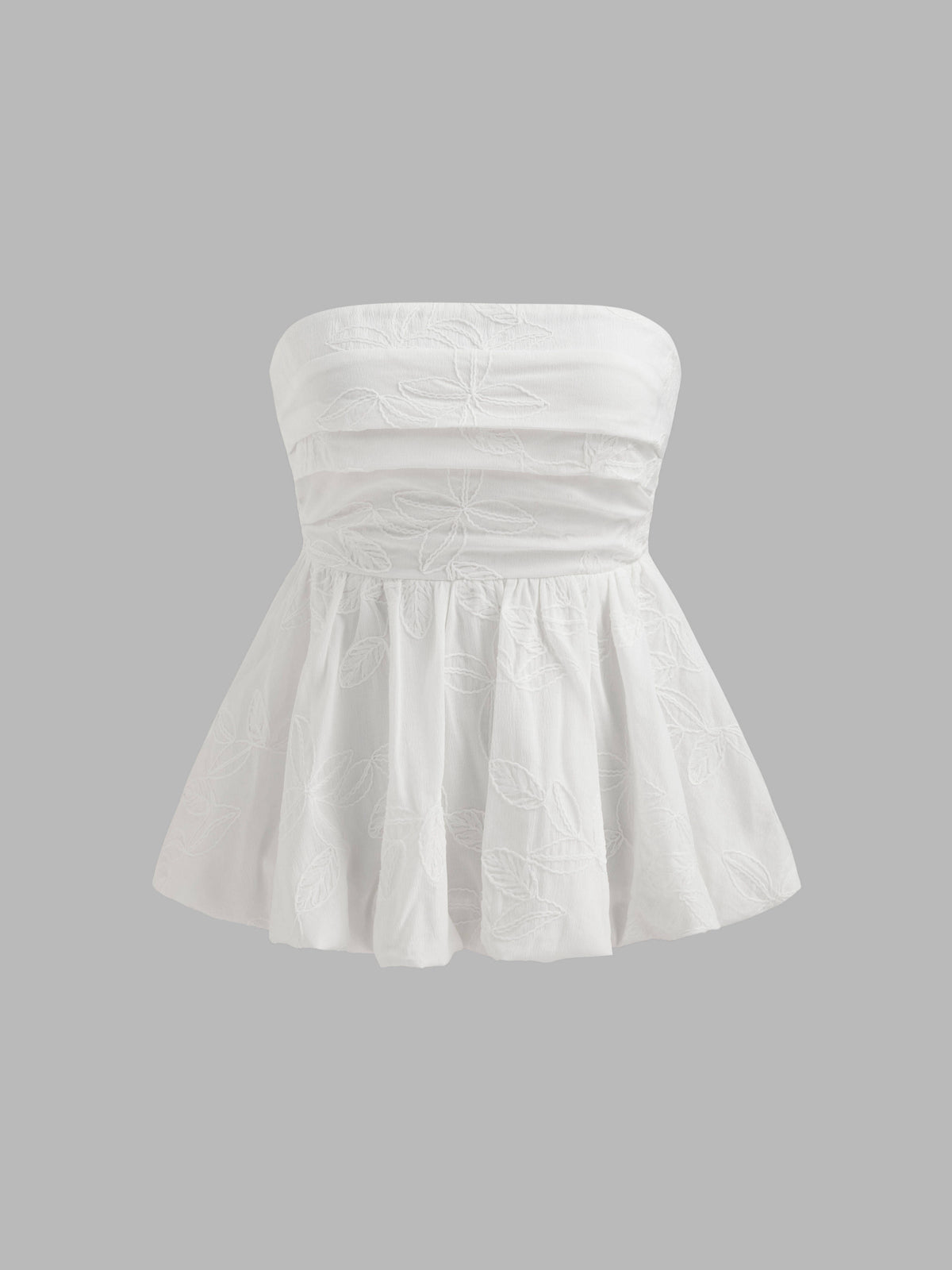 Floral Shirred Ruffle Hem Tube Top | TT90 - view 1