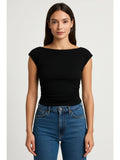 Boat Neck Solid Ruched Tank Top | TT98 - view 15
