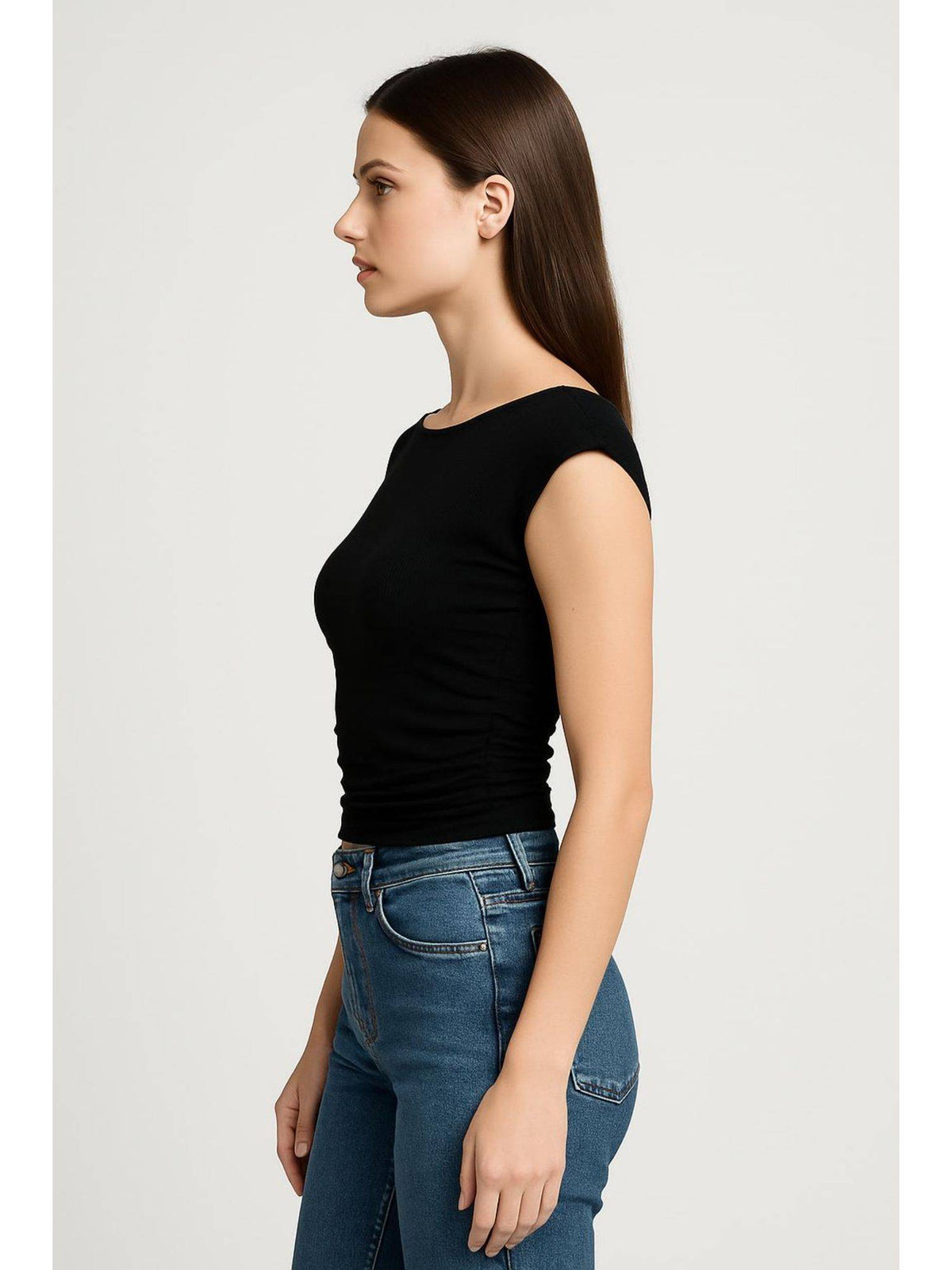 Boat Neck Solid Ruched Tank Top | TT98 - view 16