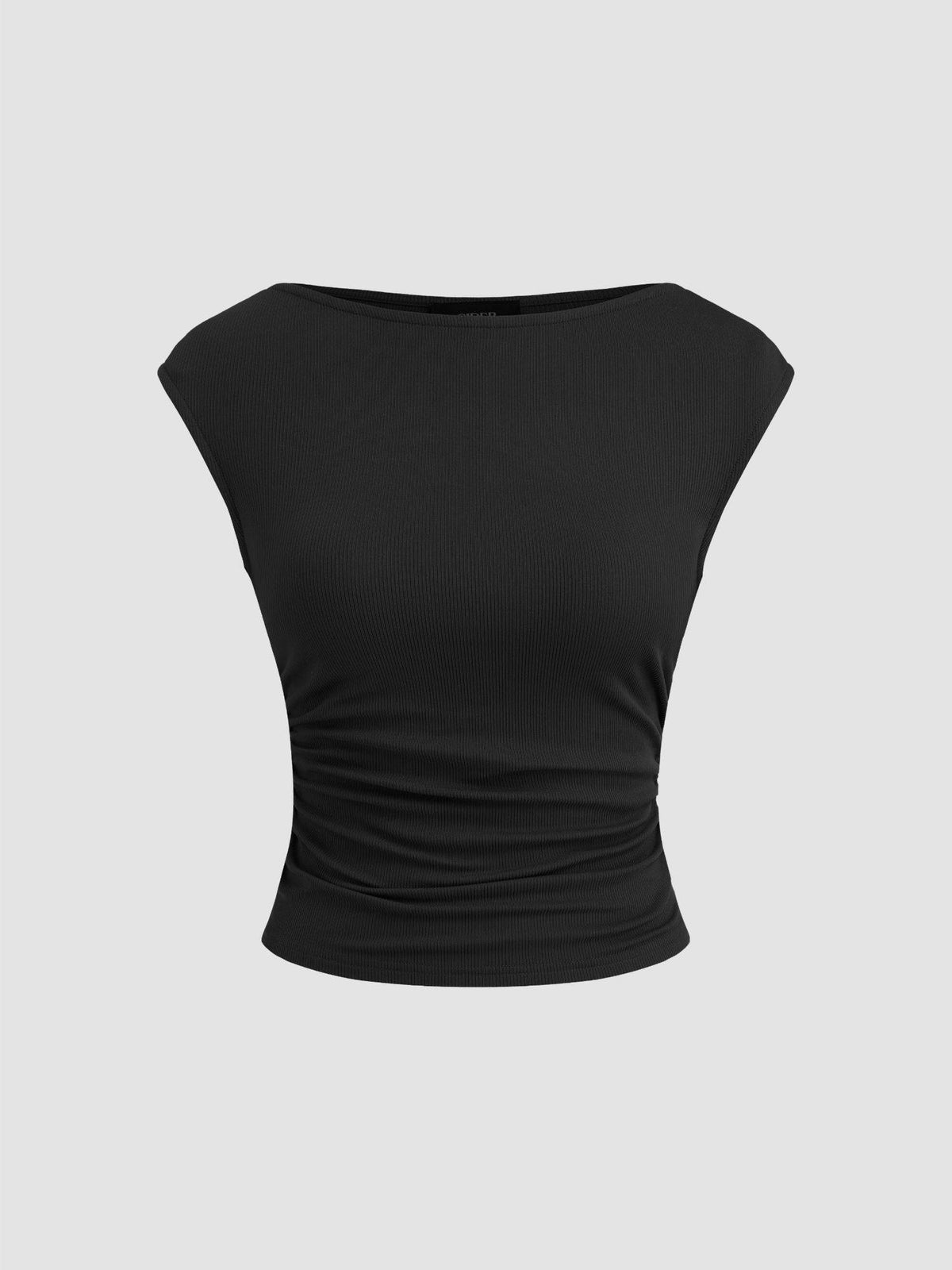 Boat Neck Solid Ruched Tank Top | TT98 - view 19