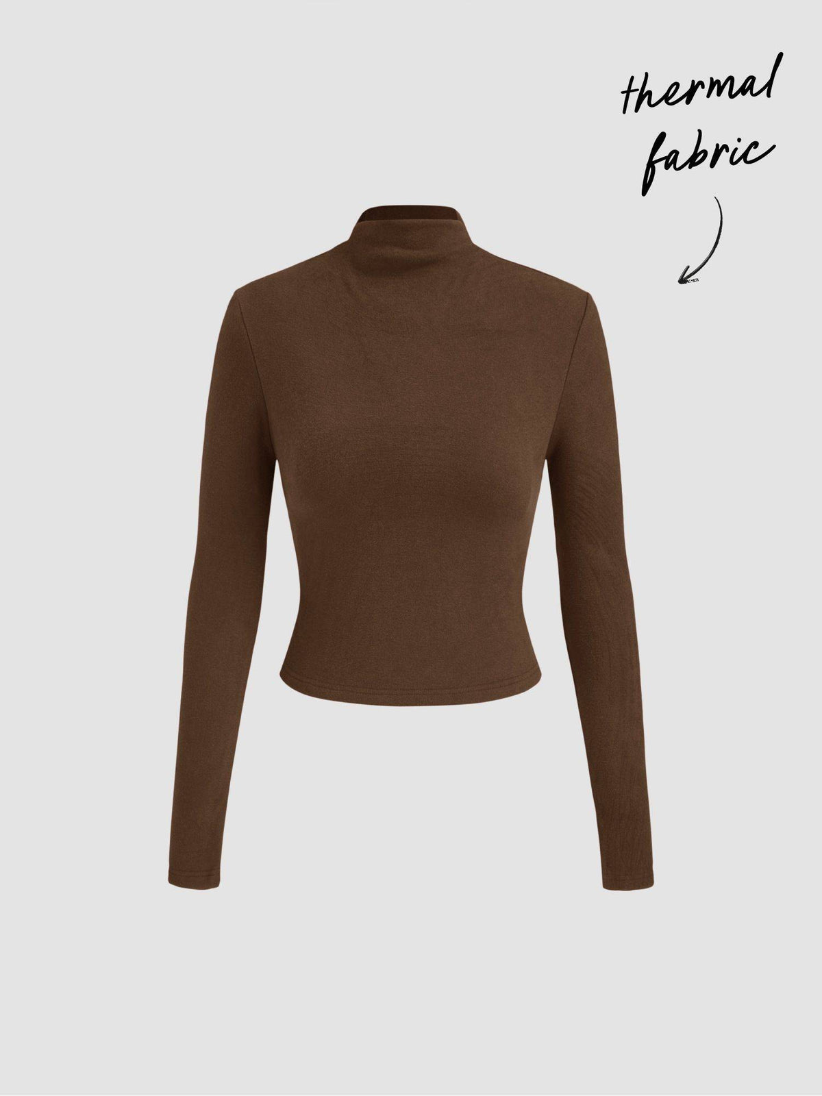Thermal Cotton-blend Stand Collar Solid Long Sleeve Tee | TS56 - view 28
