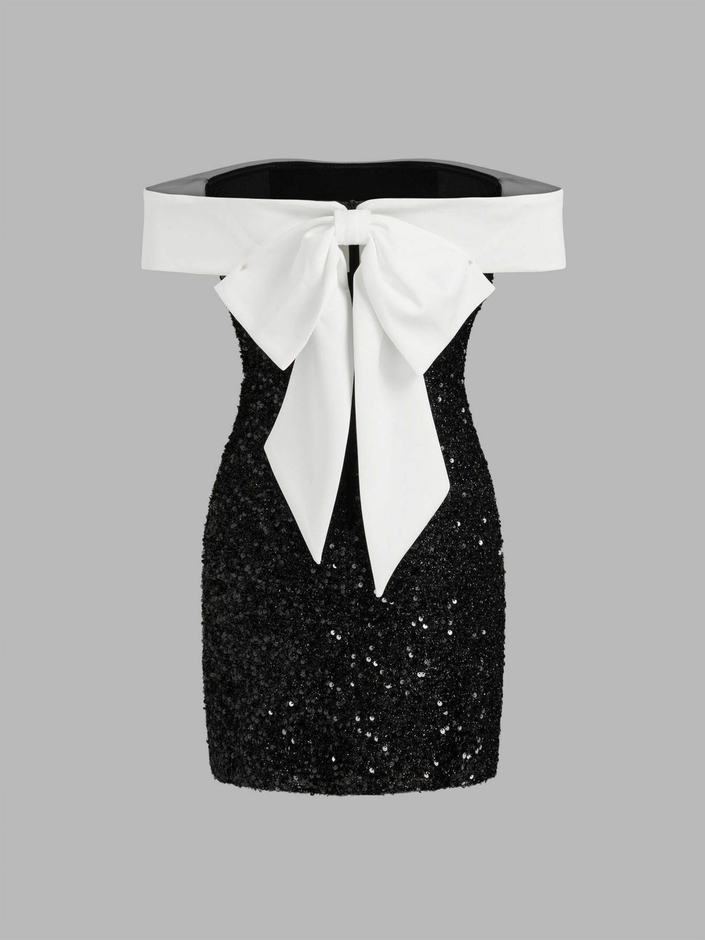 Sequin Off-shoulder Solid Bowknot Dress | D56 - view 4