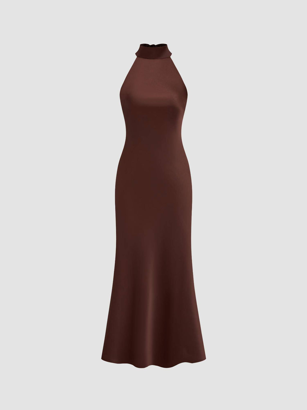 Satin Halter Neckline Backless Dress | D56 - view 6
