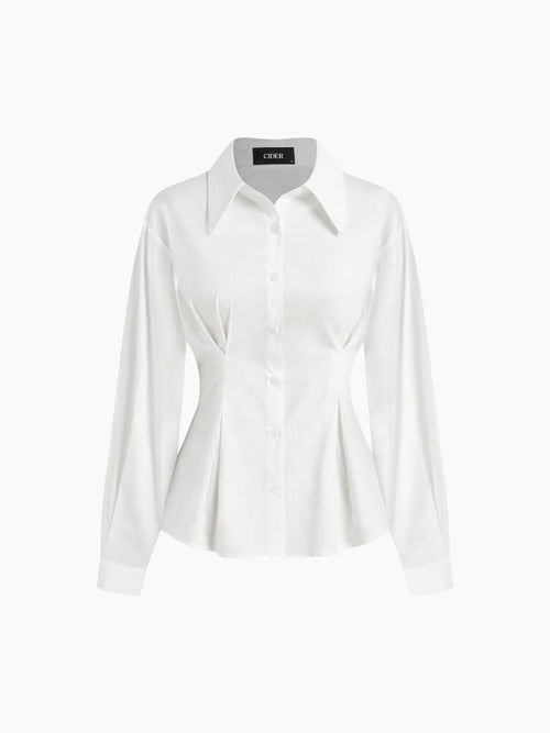 100% Cotton Polo Stripe Waist-cinching Shirt | S67 - view 1