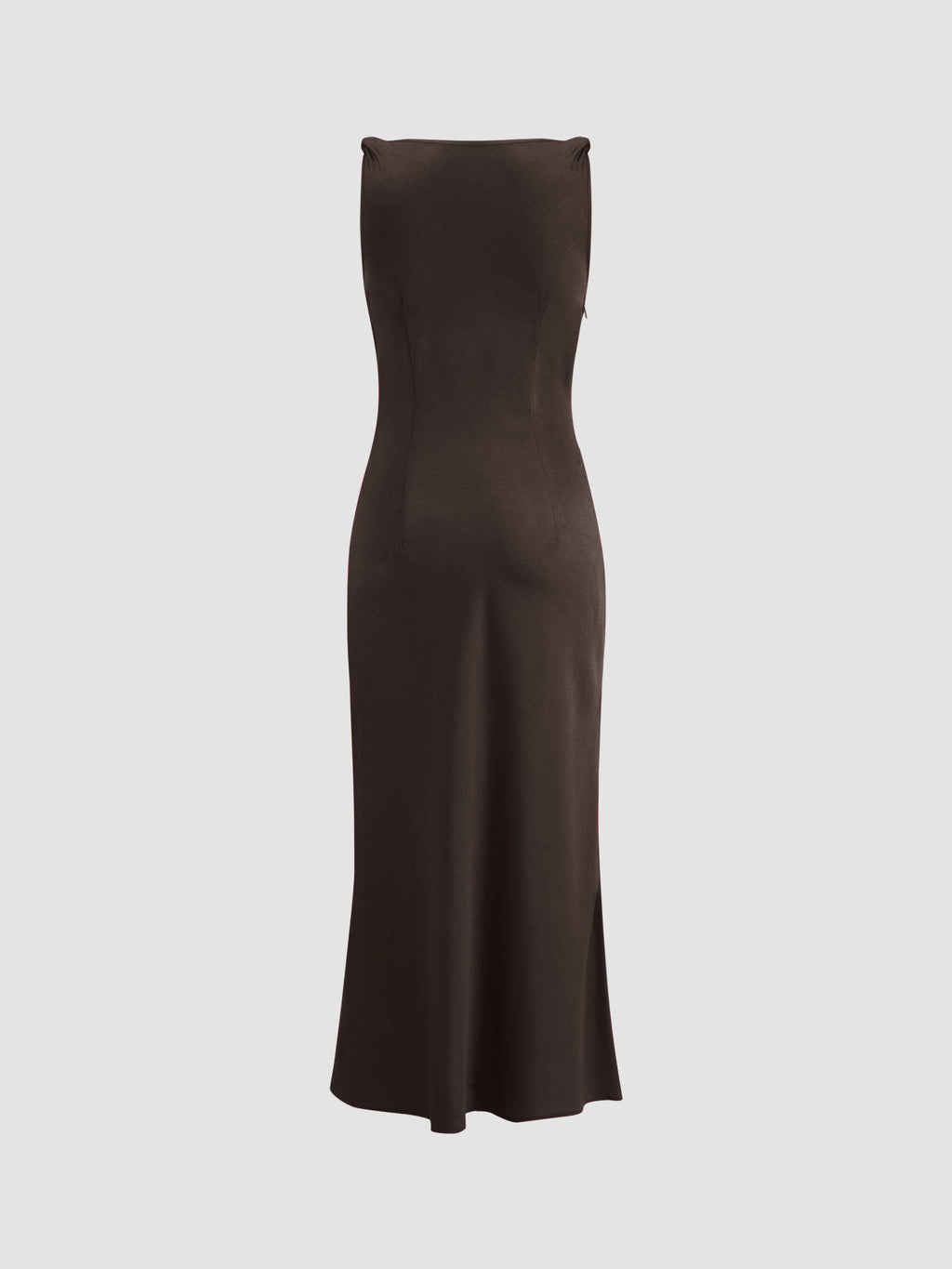 Satin Boat Neck Ruched Maxi Dress | D56 - view 39