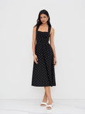 Square Neck Polka Dot Ruffle Criss Cross Dress | D56 - view 1