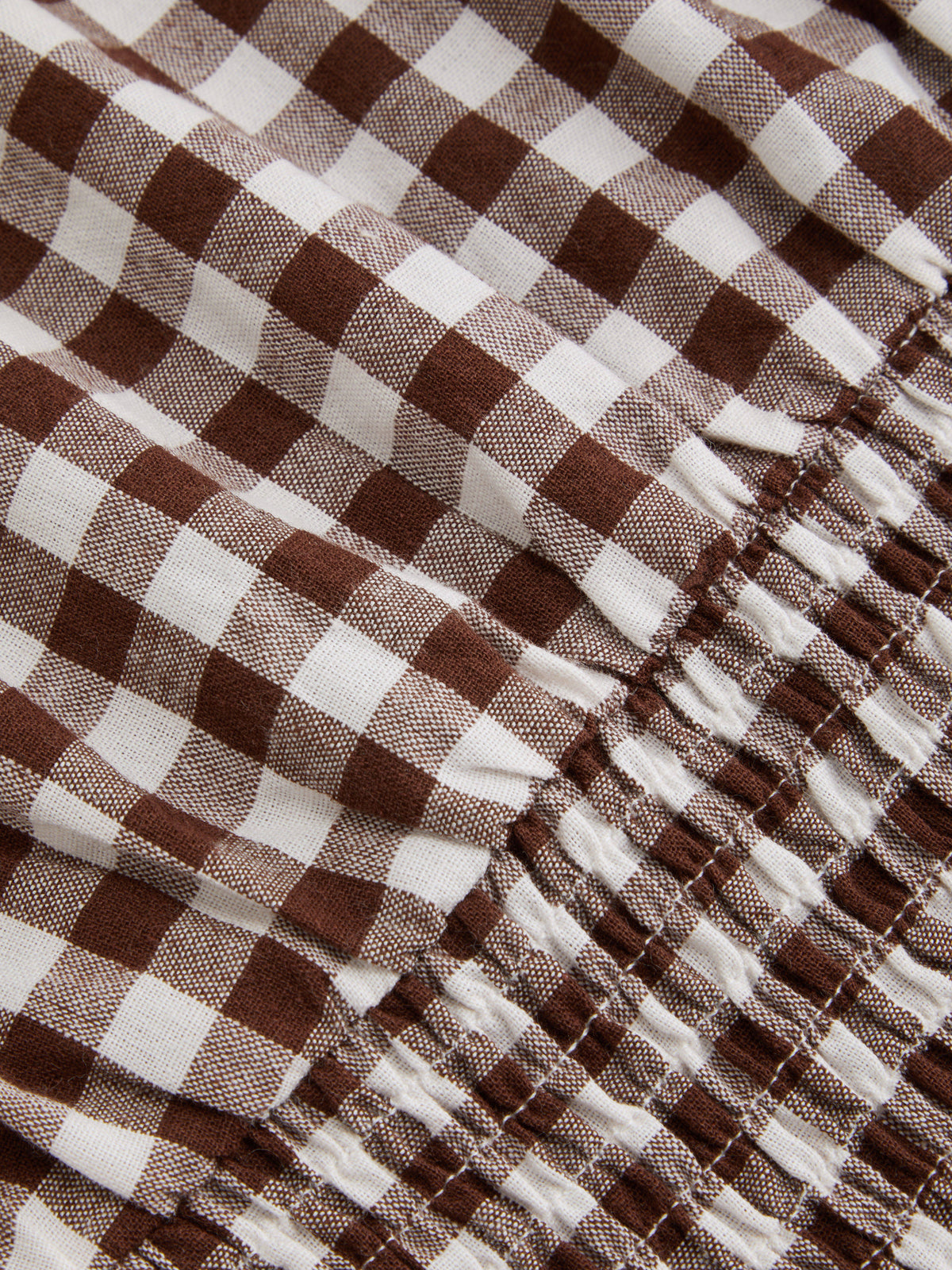 100% Cotton Boat Neck Gingham Shirred Lettuce Trim Knotted Tank Top | TT98 - view 4