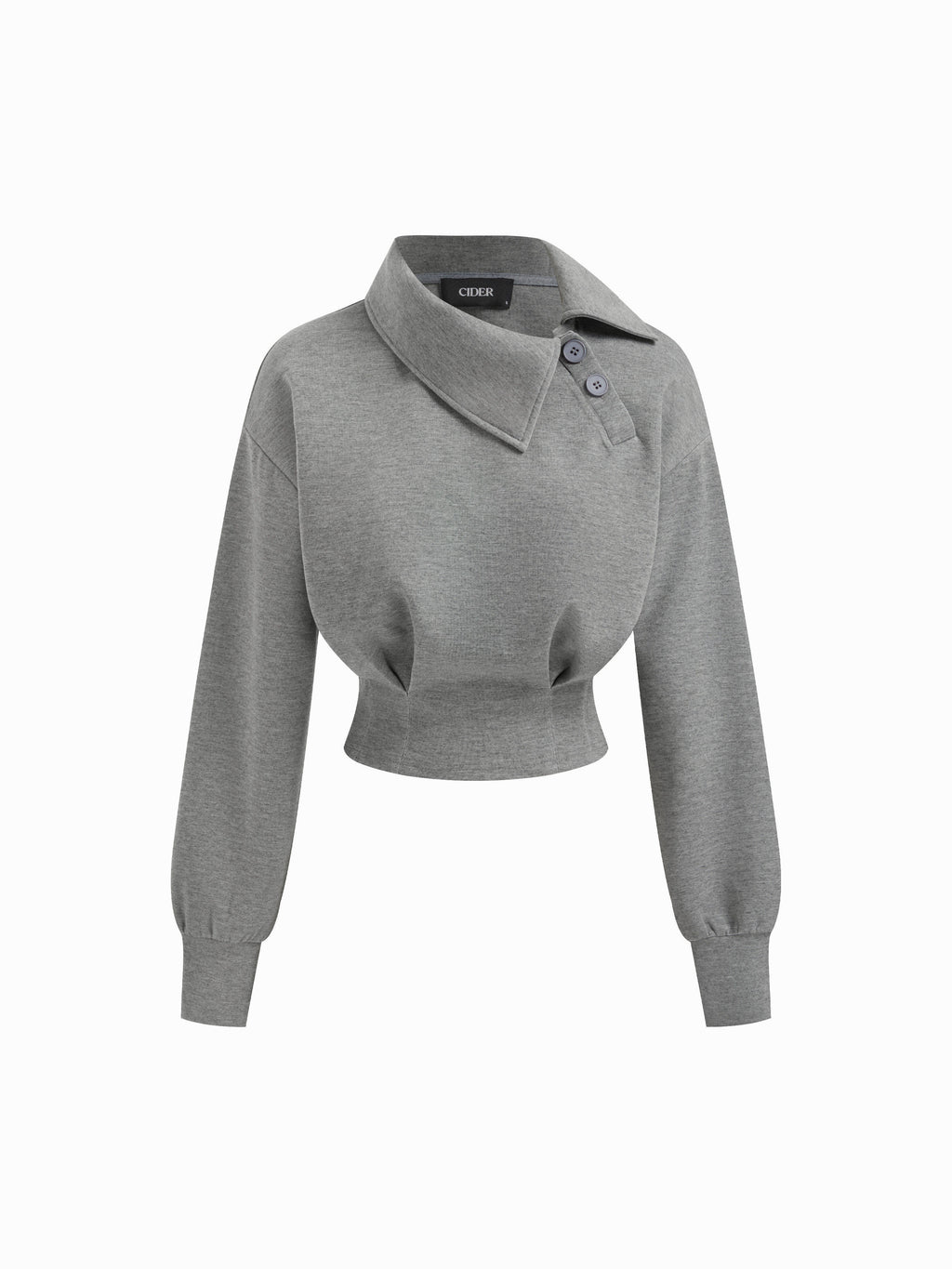 Asymmetrical Neck Long Sleeve Cinched Waist Sweatshirt | SS90 - view 11