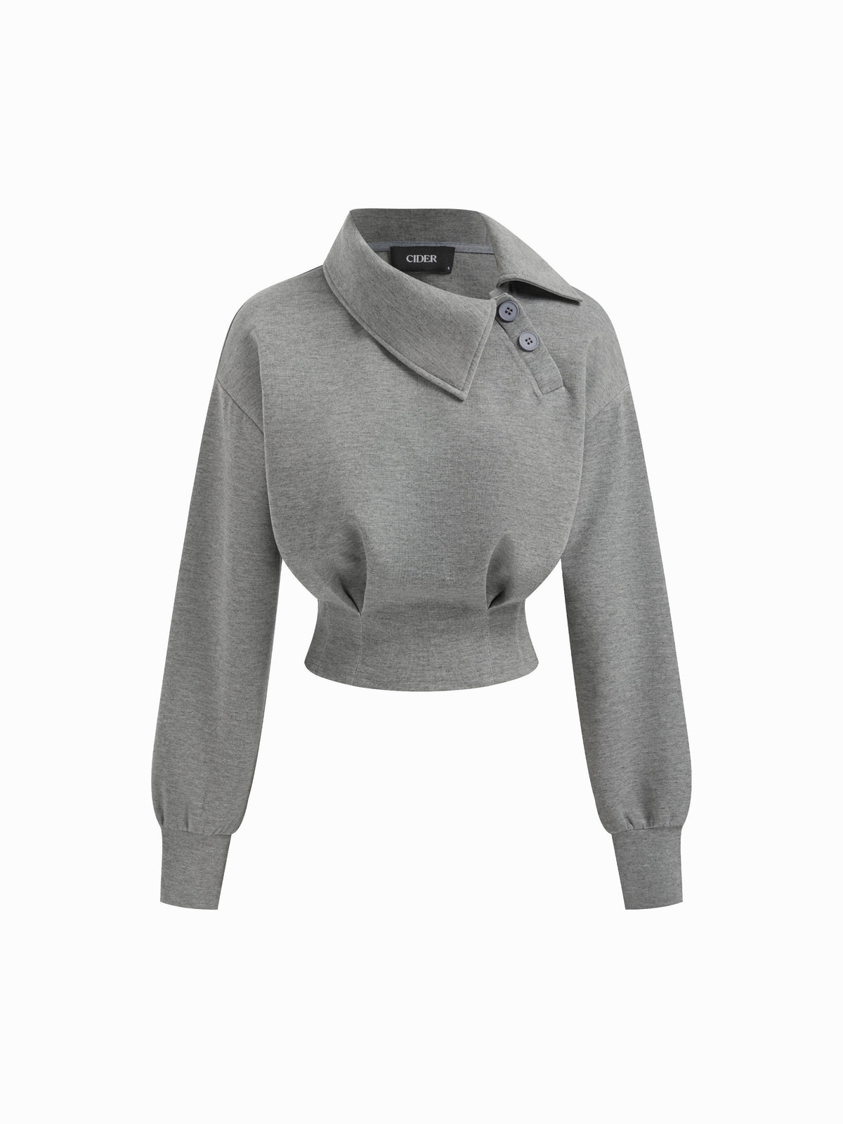 Asymmetrical Neck Long Sleeve Cinched Waist Sweatshirt | SS90 - view 11