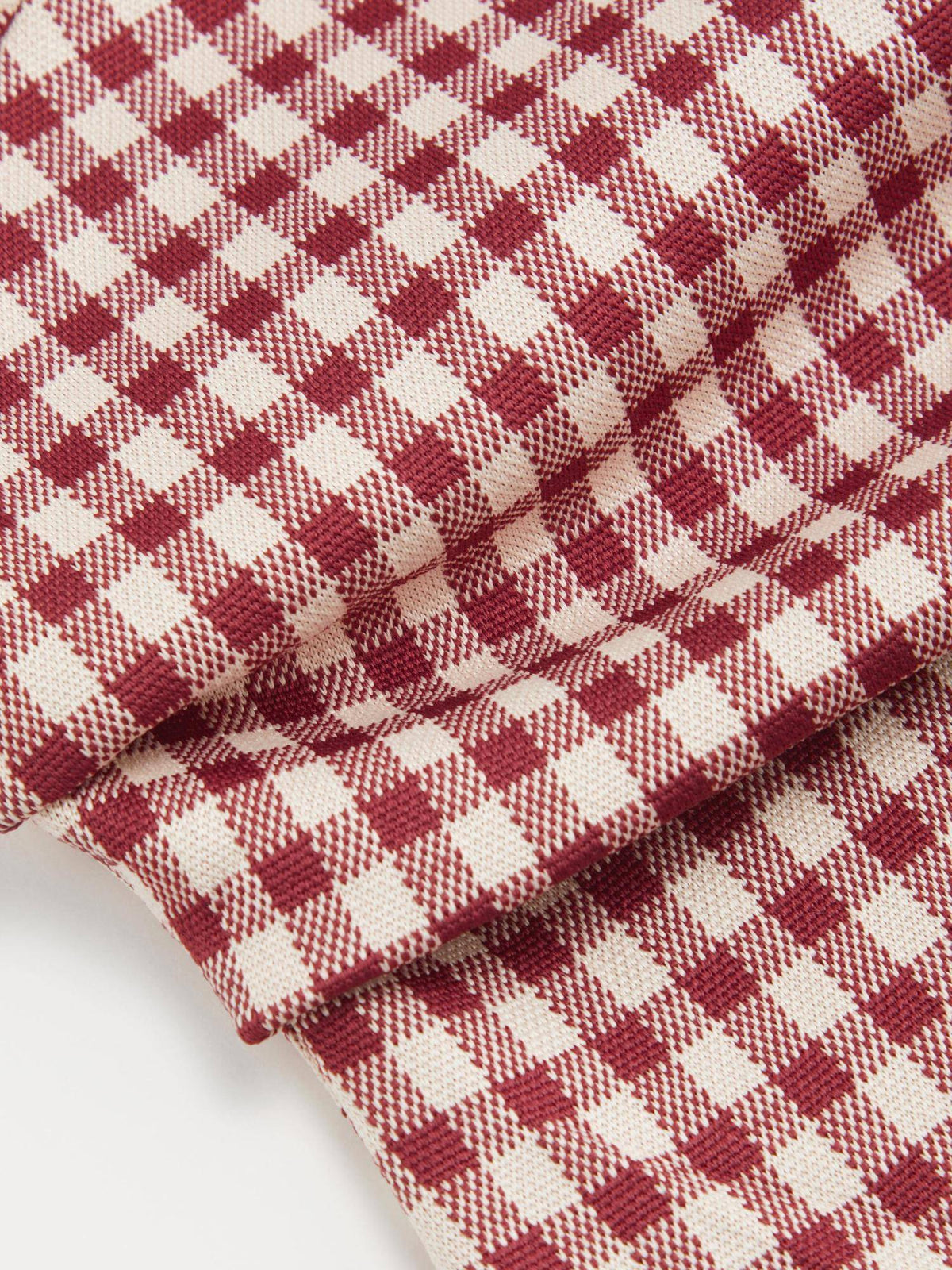 Cotton Blend Boat Neck Gingham Bowknot Ruched Dress | D56 - view 4