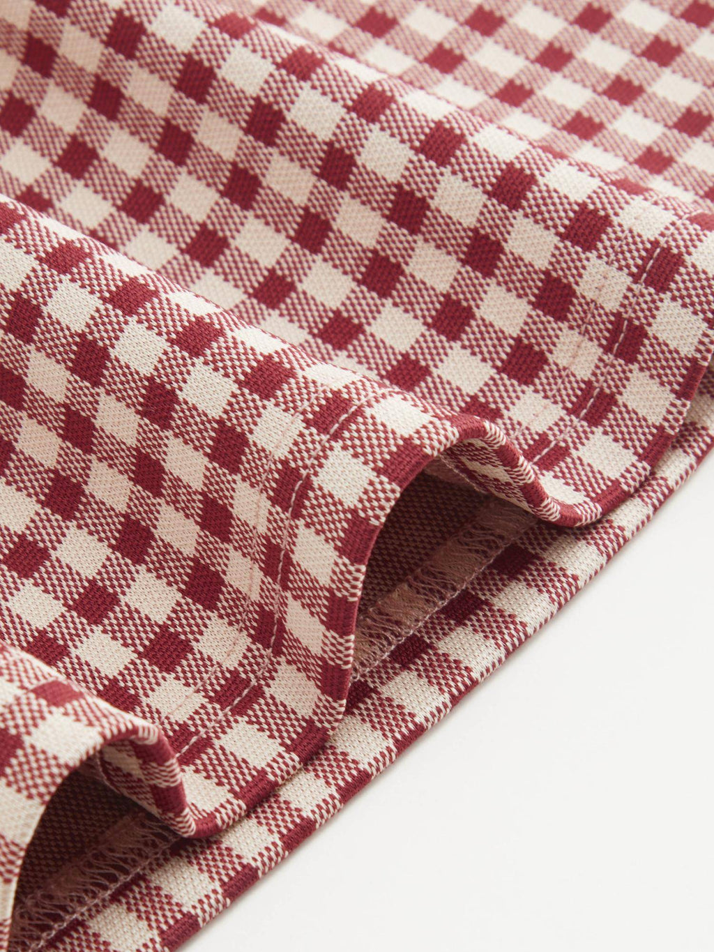 Cotton Blend Boat Neck Gingham Bowknot Ruched Dress | D56 - view 5