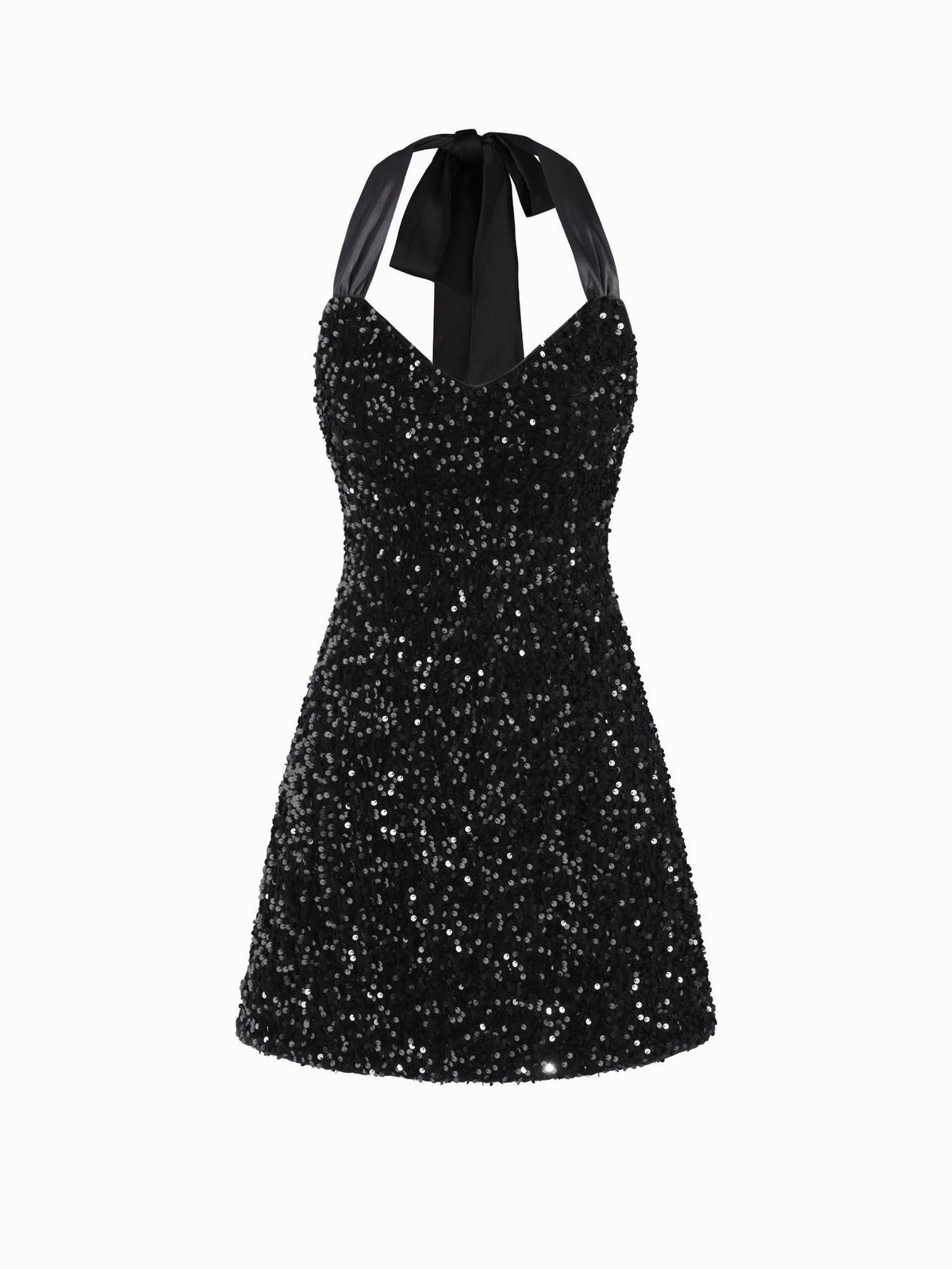 Wine Sequin V-Neck Halter Dress | D56 - view 9