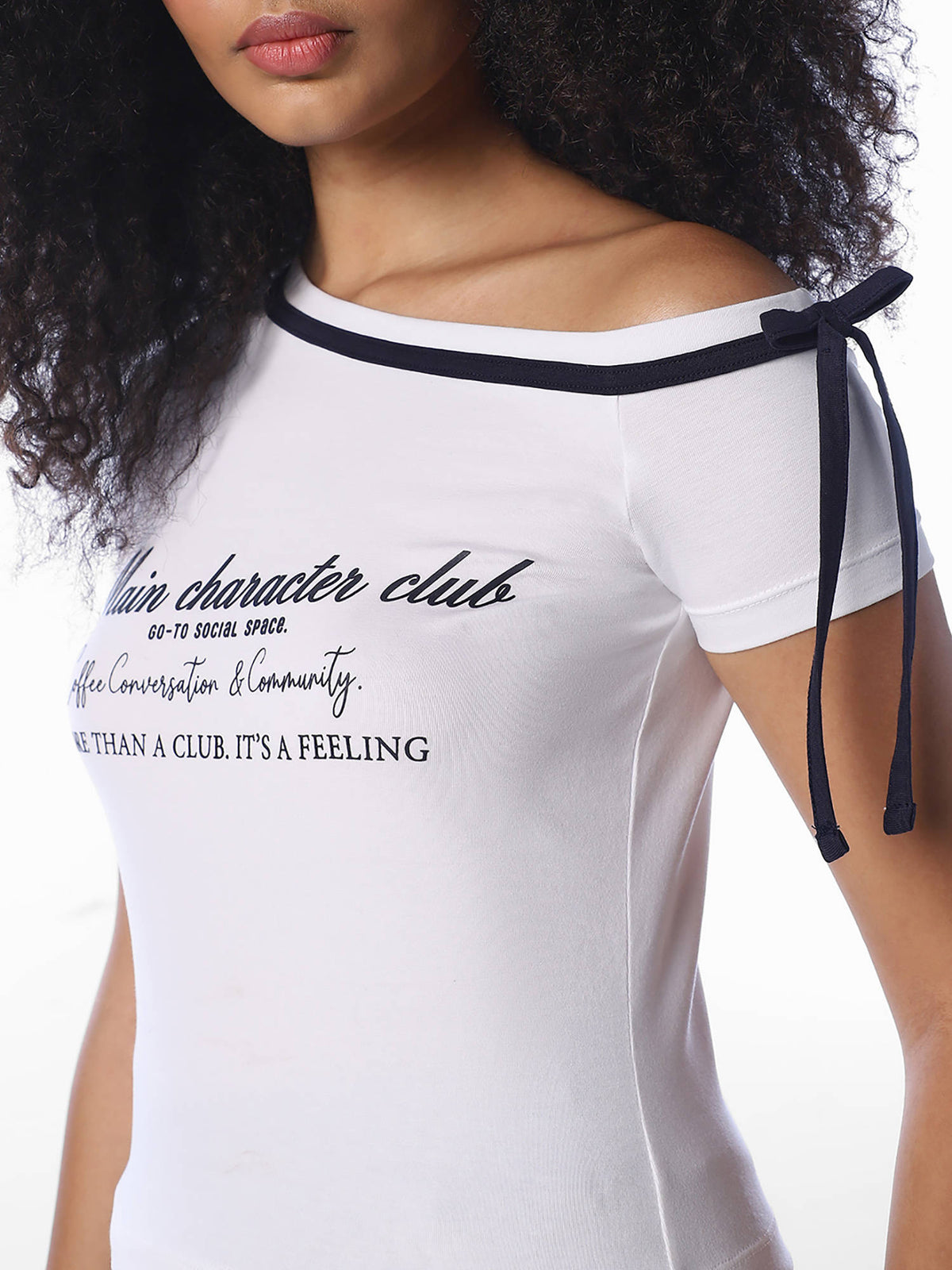 Women White Typography Cotton T-Shirt | O24 - view 3