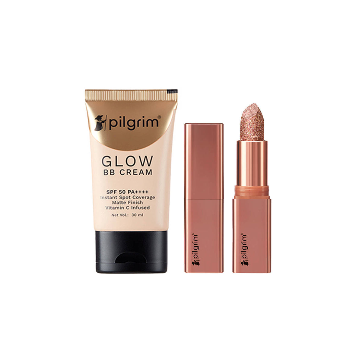 Makeup Duo Dubai Bling Khalifa Glitter Lipstick & Beige Glow BB Cream SPF 50 PA++++ | L12 - view 2