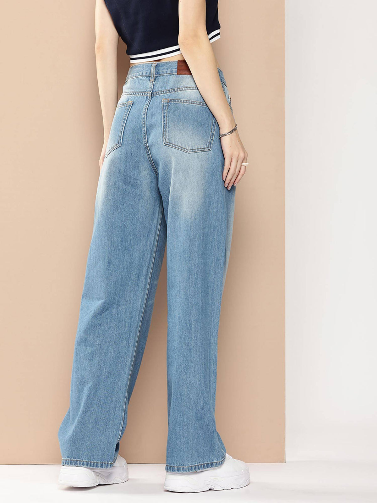 Women Blue Denim Relaxed Baggy Fit Jeans Pant | BG78 - view 3