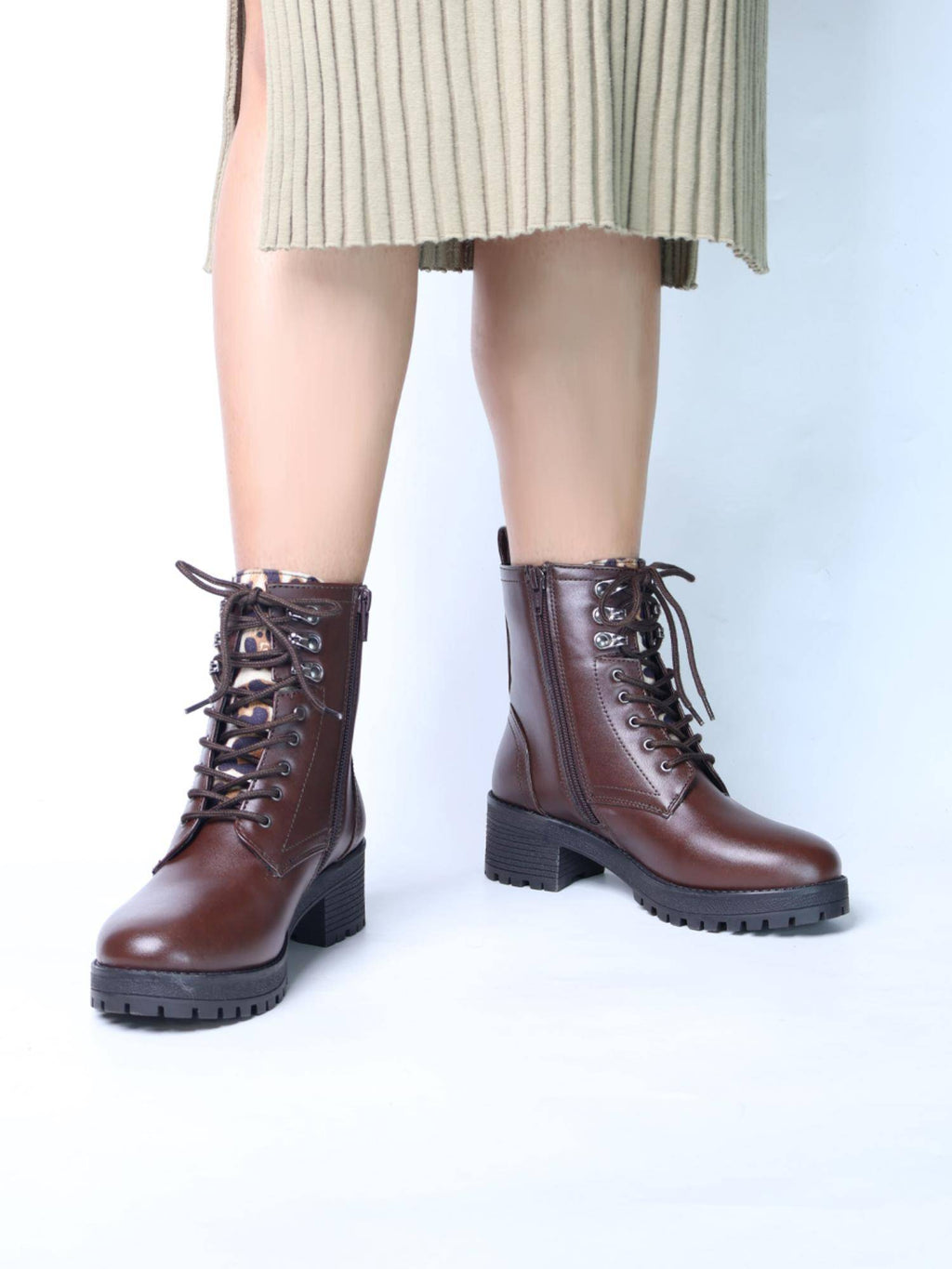 Arely Brown Block Casual Boots | BT61 - view 1