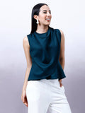Women Red Solid Draped Peplum Top | pt51 - view 7