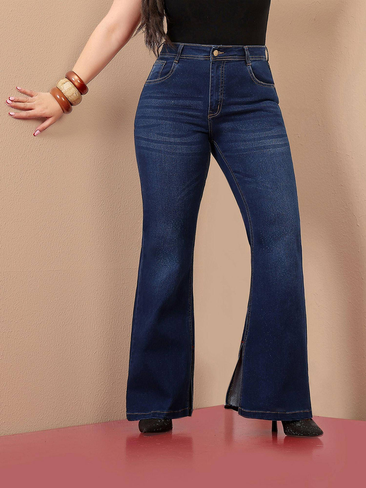 A+ Curve Collection Plus Size Womens Blue Bootcut Stretchable Jeans | BT10 - view 1
