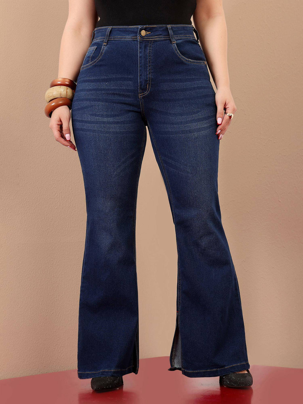 A+ Curve Collection Plus Size Womens Blue Bootcut Stretchable Jeans | BT10 - view 3