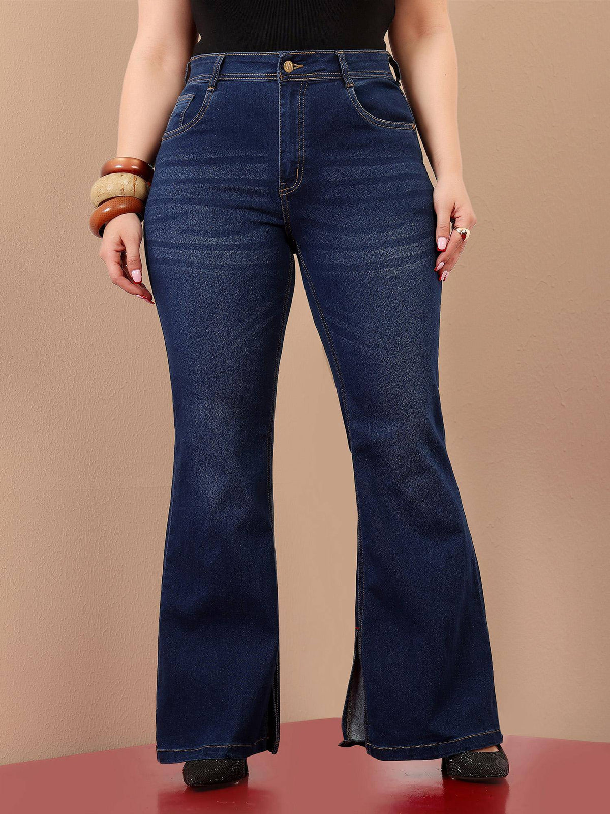 A+ Curve Collection Plus Size Womens Blue Bootcut Stretchable Jeans | BT10 - view 3