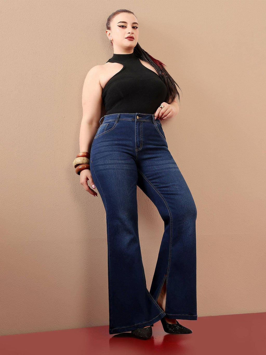 A+ Curve Collection Plus Size Womens Blue Bootcut Stretchable Jeans | BT10 - view 6