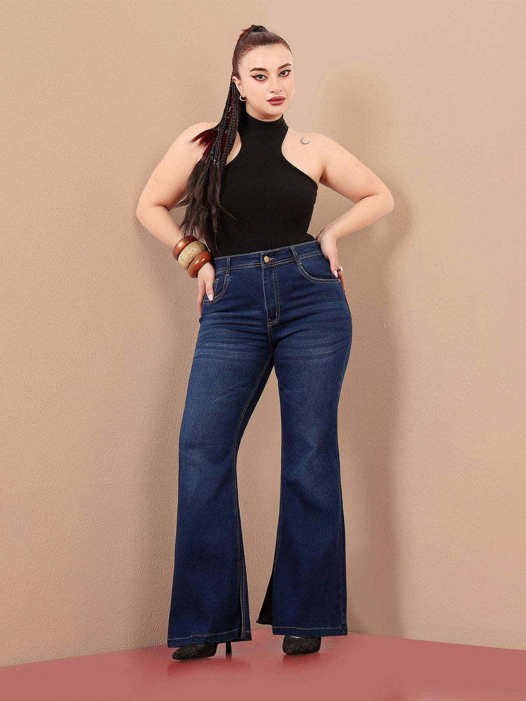 A+ Curve Collection Plus Size Womens Blue Bootcut Stretchable Jeans | BT10 - view 7