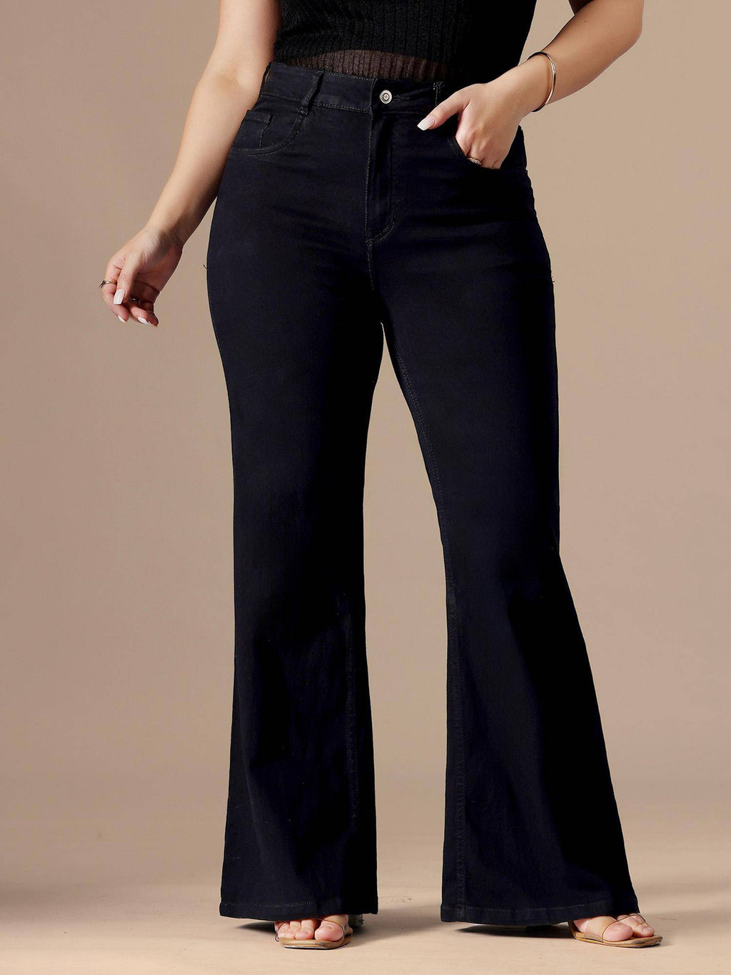 A+ Curve Collection Plus Size Womens Black Bootcut Denim Jeans | BT10 - view 2