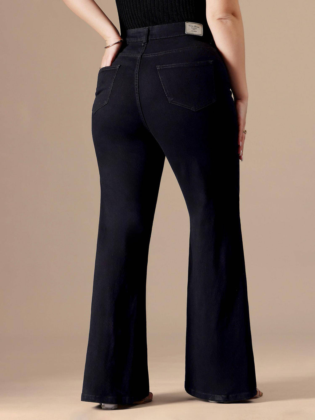 A+ Curve Collection Plus Size Womens Black Bootcut Denim Jeans | BT10 - view 4