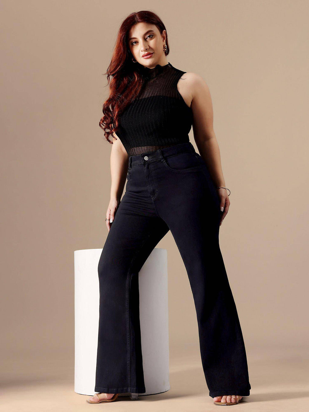 A+ Curve Collection Plus Size Womens Black Bootcut Denim Jeans | BT10 - view 6