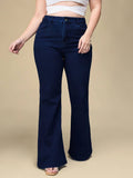 A+ Curve Collection Plus Size Womens Navy Blue Bootcut Denim Jeans | BT10 - view 1