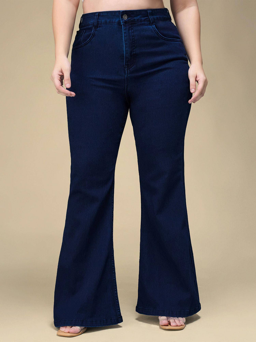 A+ Curve Collection Plus Size Womens Navy Blue Bootcut Denim Jeans | BT10 - view 4
