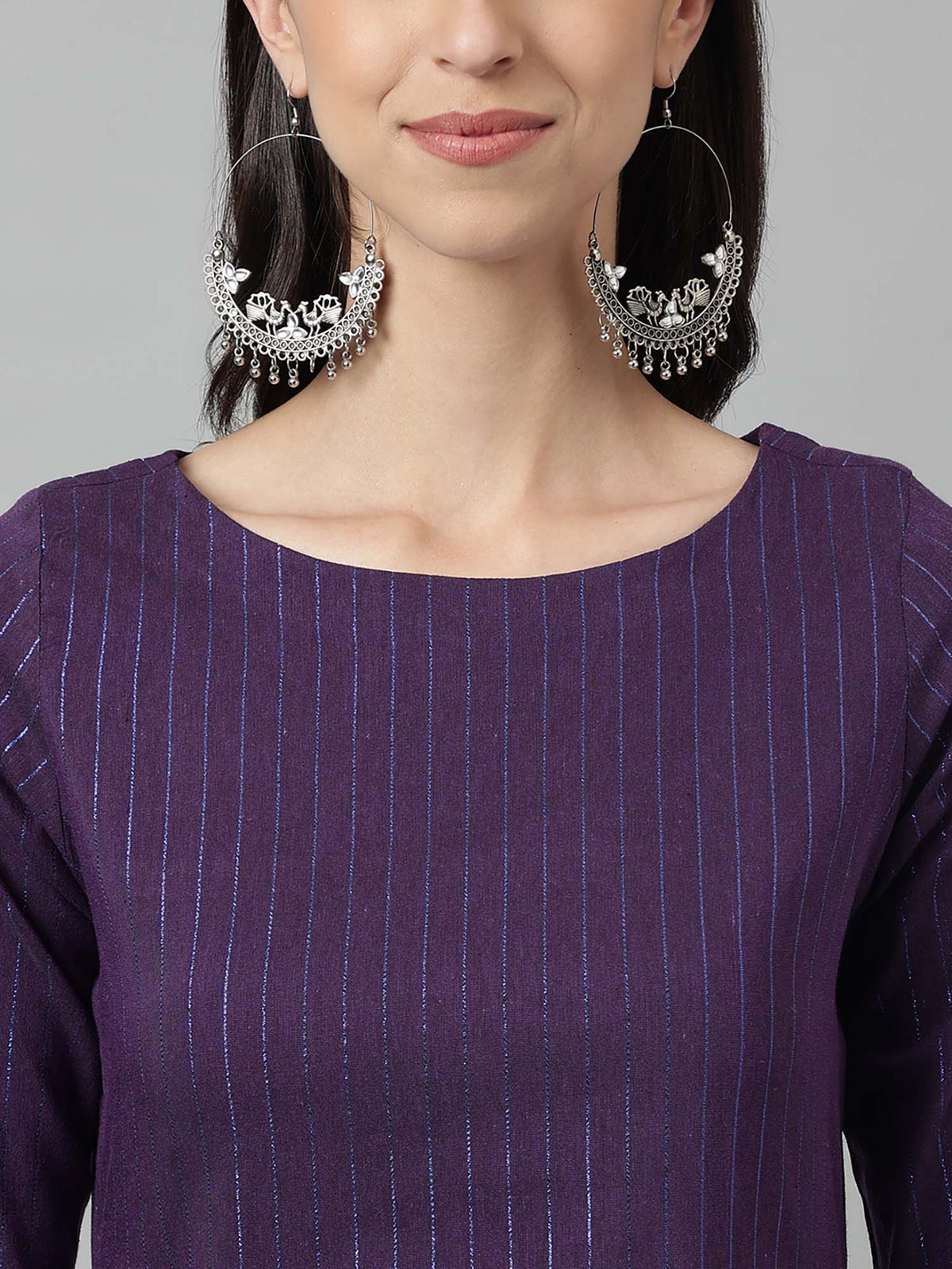 Purple Stripes Regular Kurta | KDG - view 16