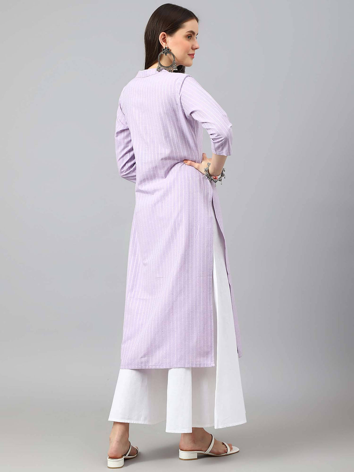 Purple Stripes Regular Kurta | U3S - view 2
