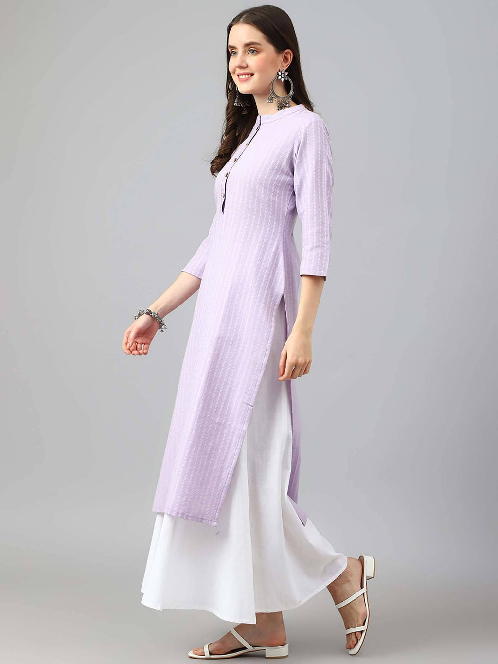 Purple Stripes Regular Kurta | KDG - view 3