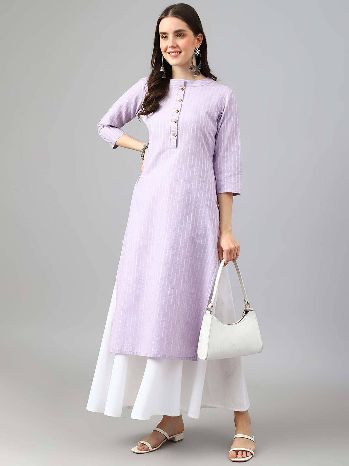 Purple Stripes Regular Kurta | KDG - view 4