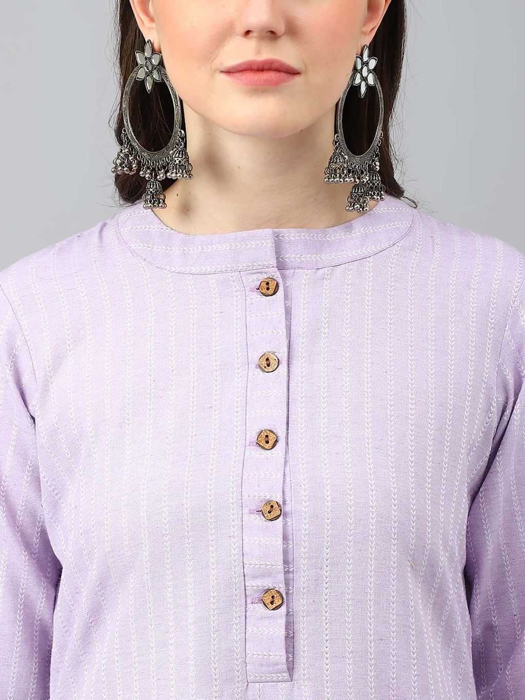 Navy Blue Stripes Regular Kurta | U3S - view 11