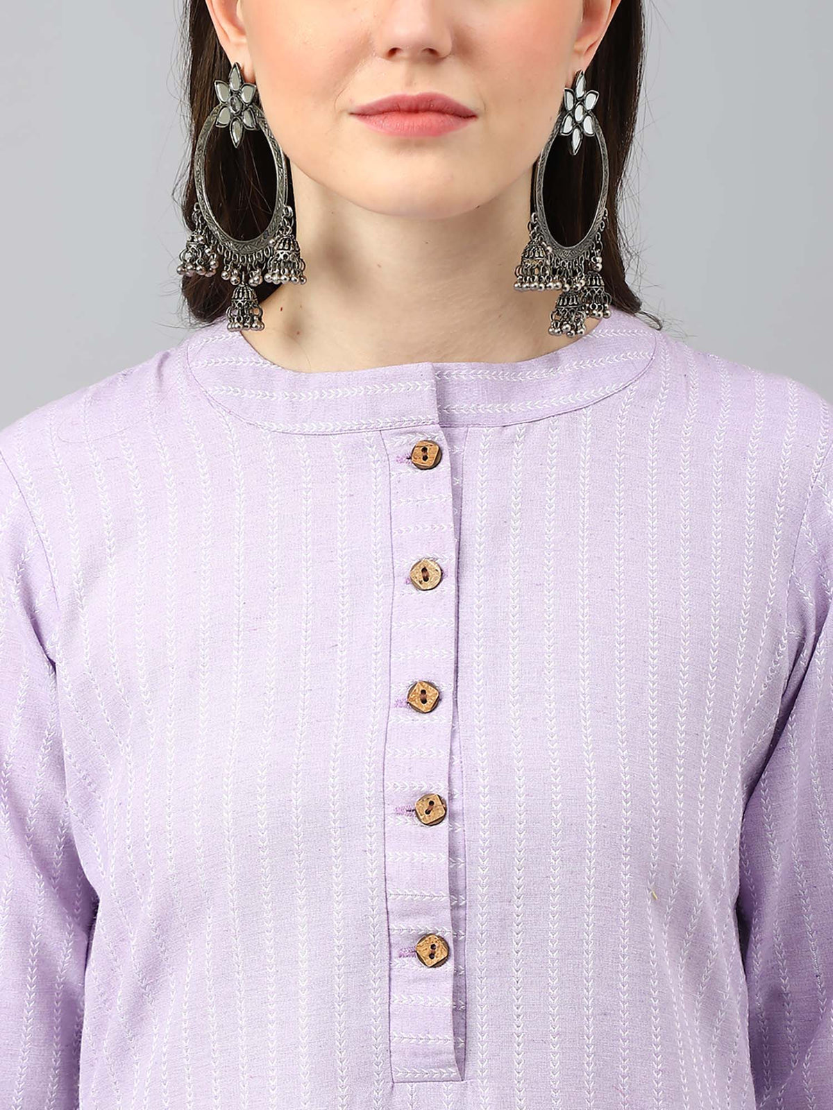 Purple Stripes Regular Kurta | FY93 - view 5